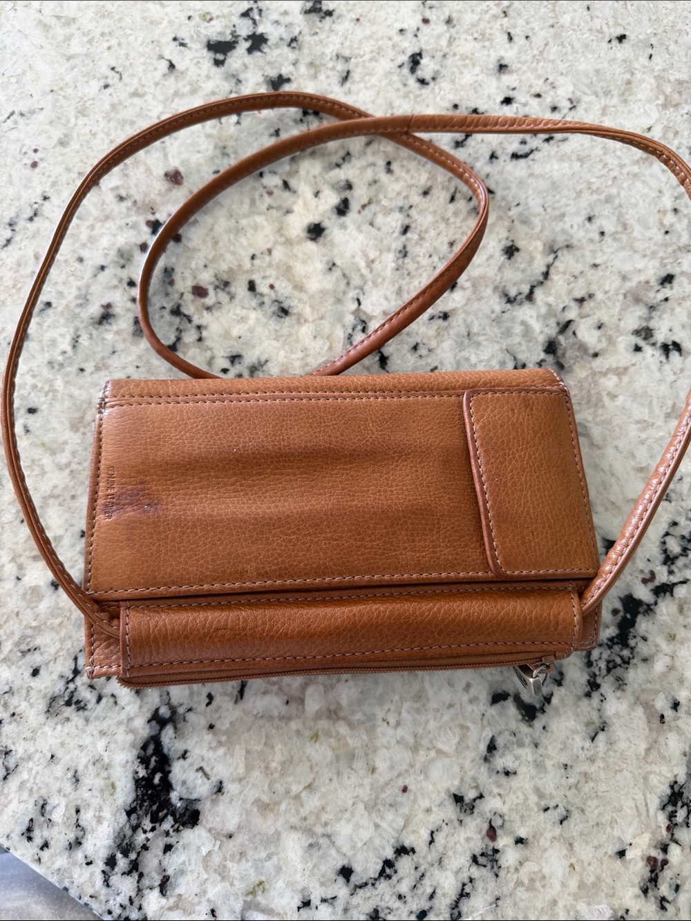 Fossil Cognac Leather Crossbody Wallet Purse With Strap - Picture 5 of 6